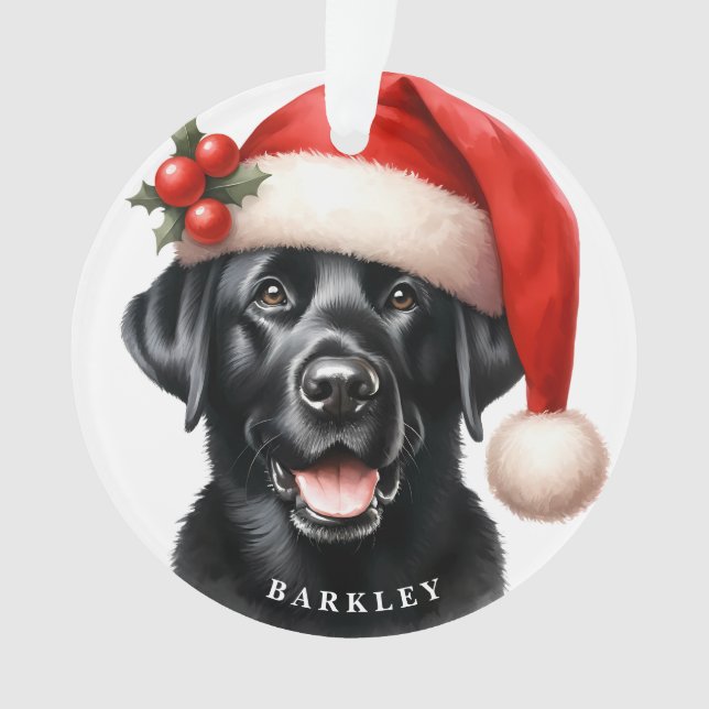 Festive Labrador Retriever Dog Santa Christmas Ornament (Front)