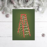 Festive Ladder Design Build Construction Holiday Card<br><div class="desc">Original illustration Ⓒ Becky Nimoy 2023
Customise the background colour inside,   edit photo and printed message plus your logo inside. Perfect for interior designers,  window treatment designers,  anyone who uses a ladder on a daily basis!</div>