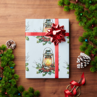 Festive Lantern Nestled in Holly – Seasonal Glow  Wrapping Paper