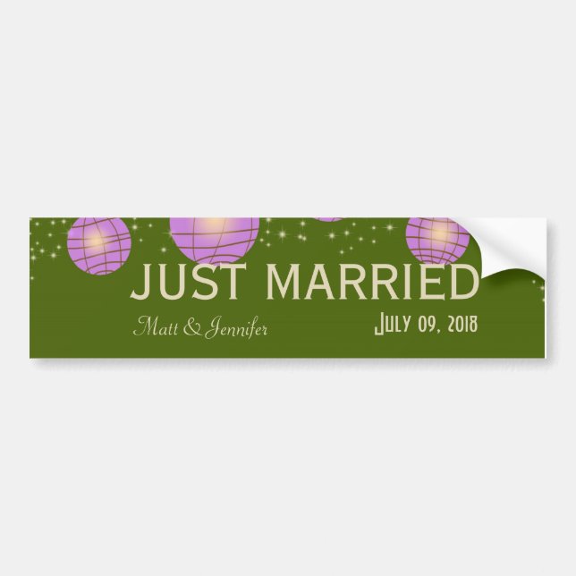 Festive Lanterns with Pastel Moss Green & Lavender Bumper Sticker (Front)