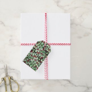 Festive leaf Christmas watercolor painting Gift Tags