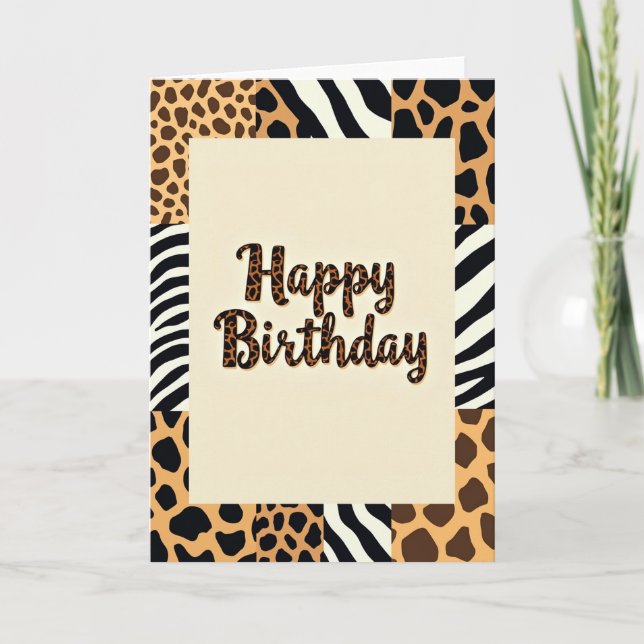Festive Leopard Print Birthday Card (Front)