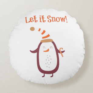 Festive Let It Snow Round Cushion
