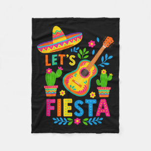 Festive Lets Fiesta Mexican Cactus Guitar Cinco De Fleece Blanket