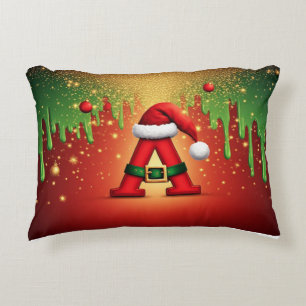 Festive Letter A For Christmas Family Decorative Cushion