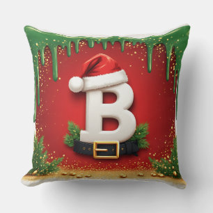 Festive letter B With Christmas Holiday Charm 🎅 Cushion