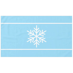 Festive Light Blue Nordic White Snowflake Stripes Tablecloth