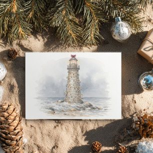 Festive Lighthouse Christmas Holiday Card
