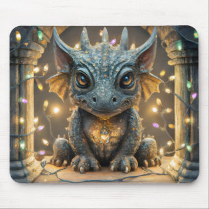 Festive Lights Chibi Gargoyle Dragon Mouse Mat