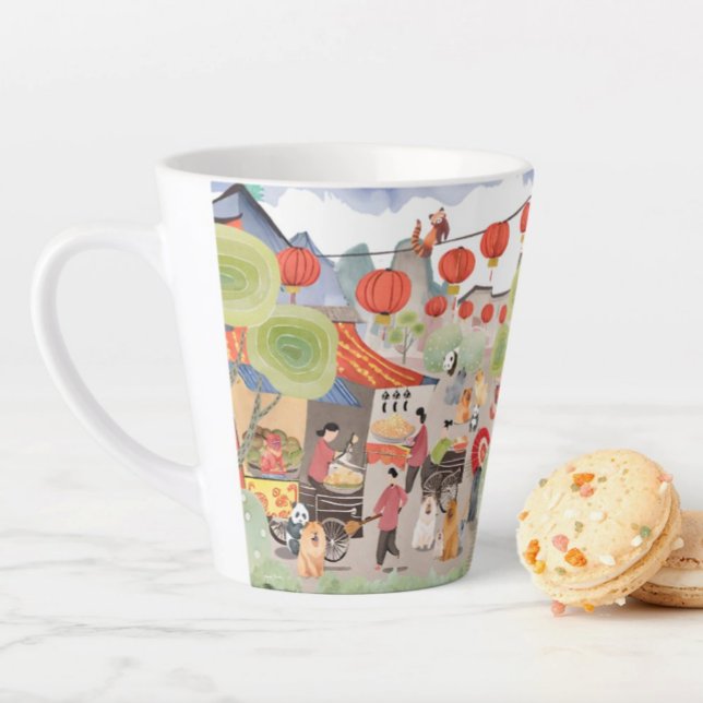 FESTIVE LIGHTS  Chow dog panda lantern festival Latte Mug (Creator Uploaded)