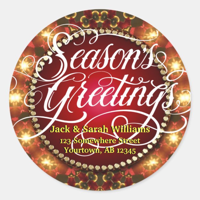 Festive Lights Season Greetings Gift Tag Sticker (Front)