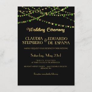 Festive Lights – Spring Green + Gold Invitation
