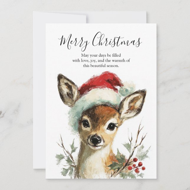 Festive Little Reindeer Holiday Card (Front)