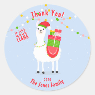 Festive Llama Christmas Classic Round Sticker