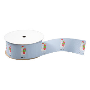 Festive Llama Christmas Grosgrain Ribbon