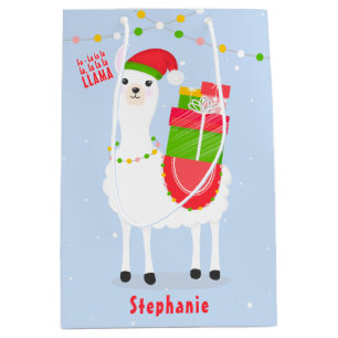 Festive Llama Christmas Medium Gift Bag