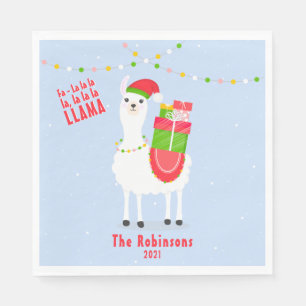 Festive Llama Christmas Napkin