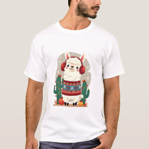 Festive Llama in a Snowy Holiday Desert T-Shirt