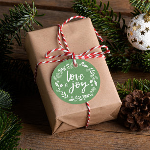 Festive Love & Joy Happy Holidays Personalised Favour Tags