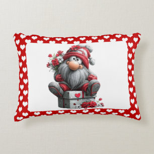 Festive Love Messenger Gnome "Heart and Presents" Decorative Cushion
