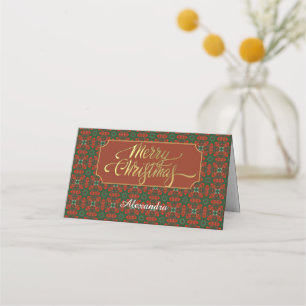 Festive Luxury Gold Vintage (Personalise) Place Card