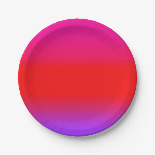 Festive Magenta Red Purple Ombre Paper Plate