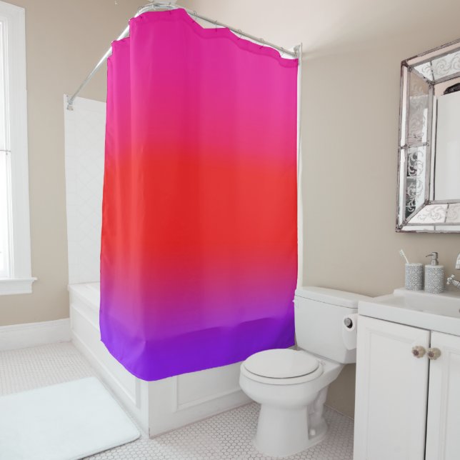 Festive Magenta Red Purple Ombre   Shower Curtain (In Situ)