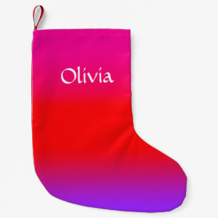 Festive Magenta Red Purple Ombre Small Christmas Stocking