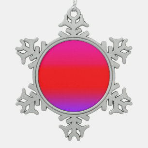 Festive Magenta Red Purple Ombre Snowflake Pewter Christmas Ornament