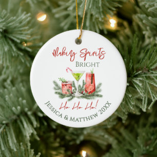 Festive Making Spirits Bright Christmas Cocktails Ceramic Tree Decoration