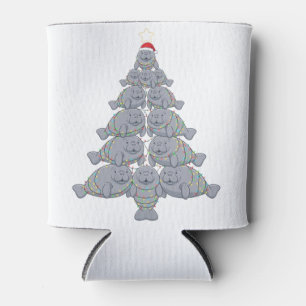 Festive Manatee Christmas Tree with Magical Ocean Can Cooler