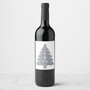 Festive Manatee Christmas Tree with Magical Ocean Wine Label