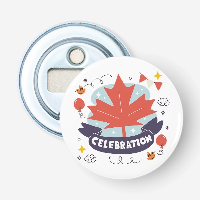Festive Maple Leaf Celebration Bottle Opener (Front)