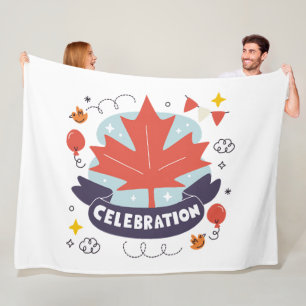 Festive Maple Leaf Celebration Fleece Blanket