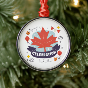 Festive Maple Leaf Celebration Metal Tree Decoration