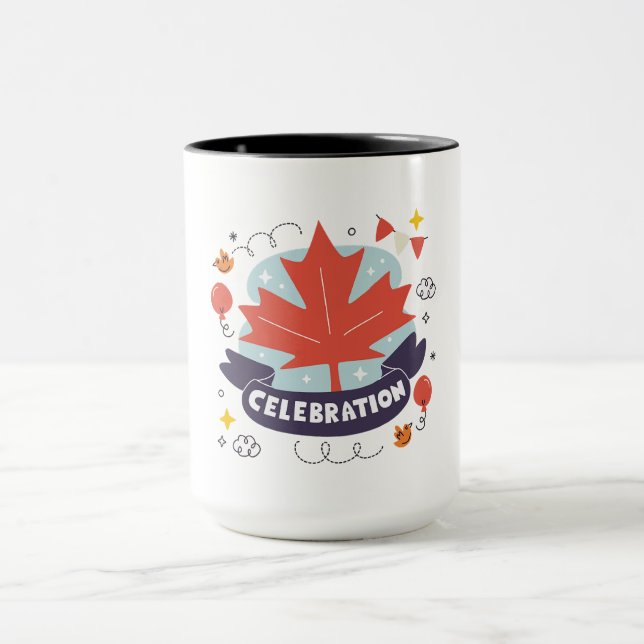Festive Maple Leaf Celebration Mug (Center)