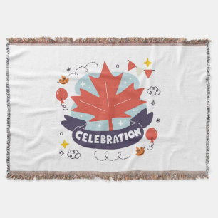 Festive Maple Leaf Celebration Throw Blanket