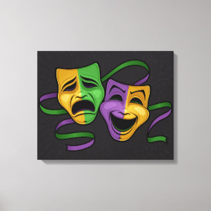 Festive Mardi Gras Happy And Sad Theatre Masks Canvas Print