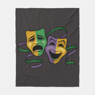 Festive Mardi Gras Happy And Sad Theatre Masks Fleece Blanket