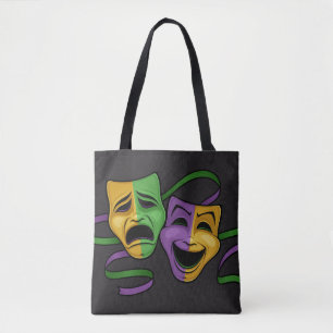 Festive Mardi Gras Happy And Sad Theatre Masks Tote Bag