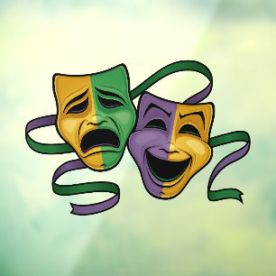 Festive Mardi Gras Happy And Sad Theatre Masks Window Cling