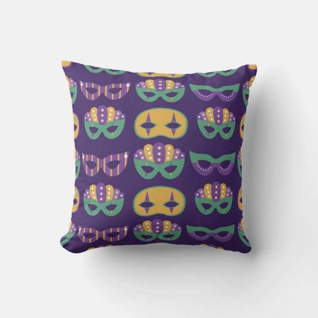 Festive Mardi Gras Masks Cushion (Front)