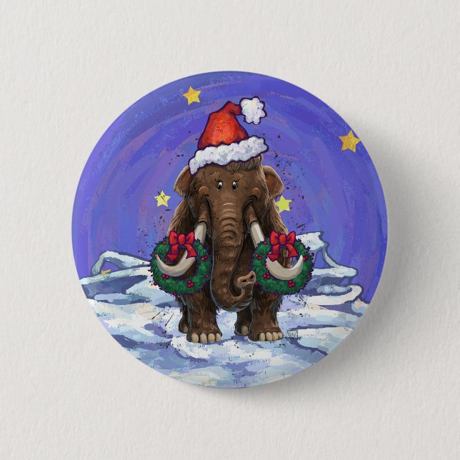 Festive Mastodon  6 Cm Round Badge (Front)