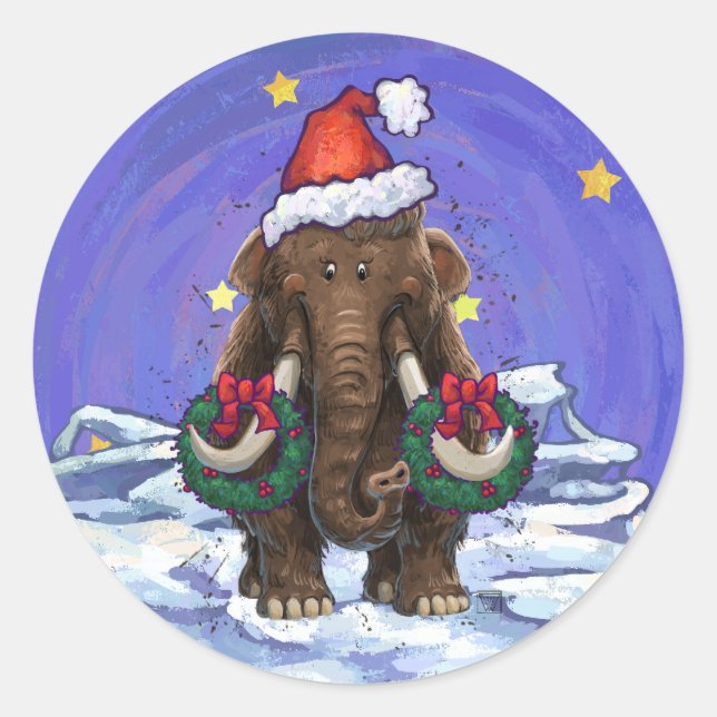 Festive Mastodon  Classic Round Sticker (Front)