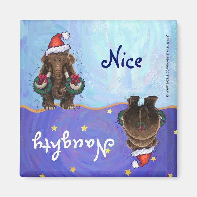 Festive Mastodon Naughty Nice Magnet (Front)