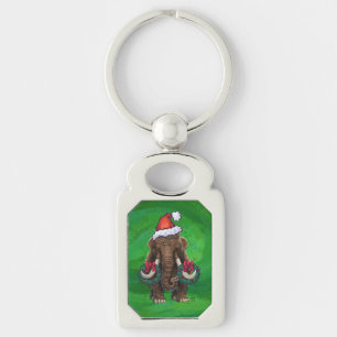 Festive Mastodon on Green Key Ring