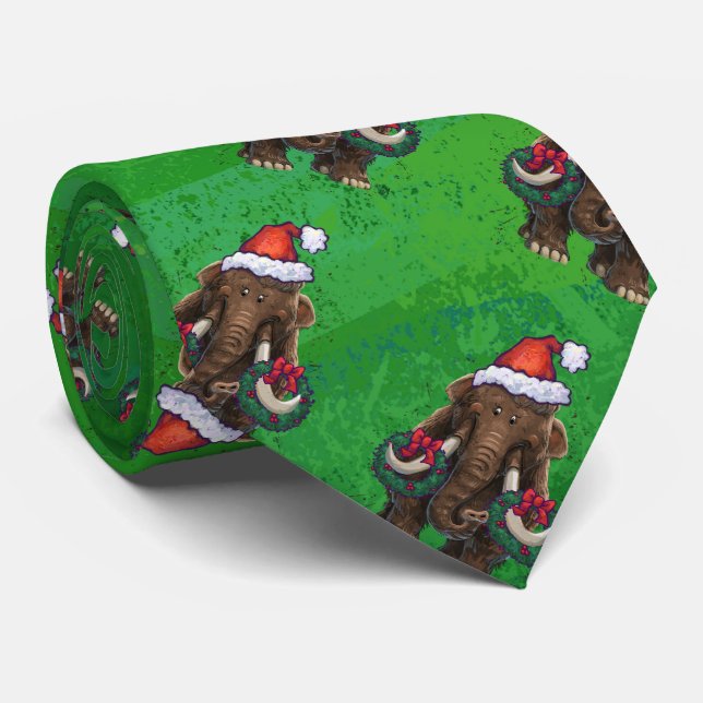 Festive Mastodon on Green Tie (Rolled)