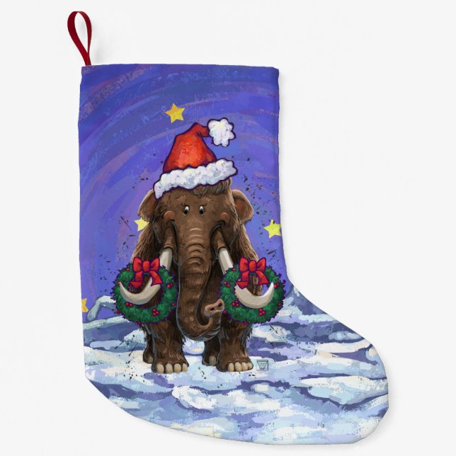 Festive Mastodon  Small Christmas Stocking (Front)
