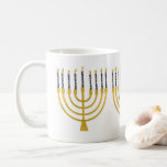 Festive Menorah Hanukkah Blue Candles  Coffee Mug<br><div class="desc">Faux gold foil menorah candles for your Hanukkah celebration. Whimsical menorah illustration with white stars covered celestial candles on a faux gold menorah candle stand. Menorah elegant starry Hanukkah illustrated design gifts and paper products.</div>