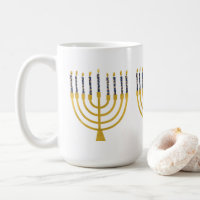 Festive Menorah Hanukkah Blue Candles Illustration